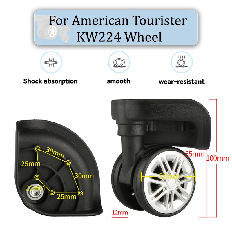 

For American Tourister KW224 Universal Wheel Replacement Suitcase Rotating Smooth Silent Shock Absorbing Wheel Accessories