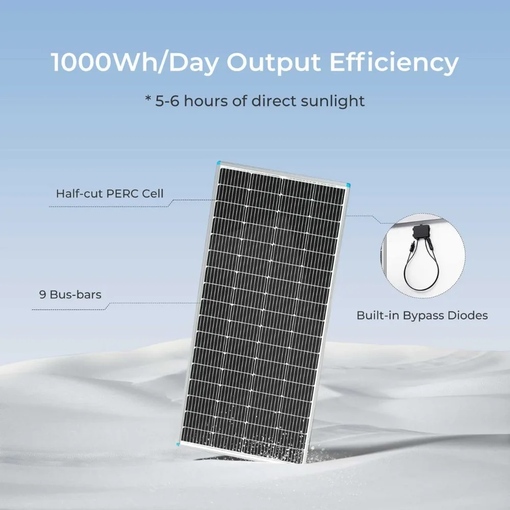 Solar Panel 200 Watt 12 Volt, High-Efficiency Monocrystalline PV Module Power Charger