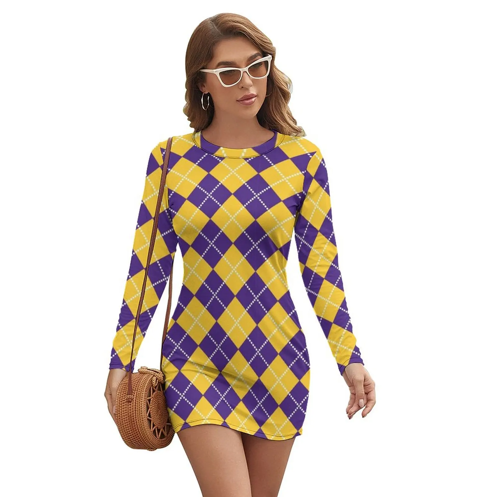 

Baton Rouge - Argyle Diamond Long-sleeved Dress Female clothing ladies dresses for special occasion Dresses for wedding party