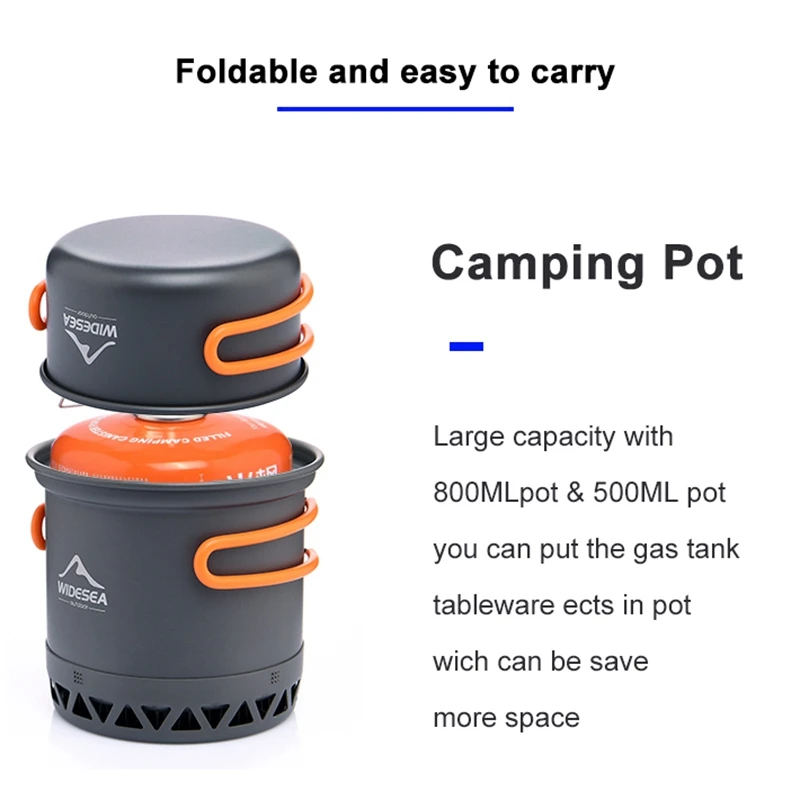 L68AWIDESEA Camping Cookware Outdoor Cooking Set Tableware Rapid Heating Camping Pot Heat Exchanger Cooker Travel Equipment