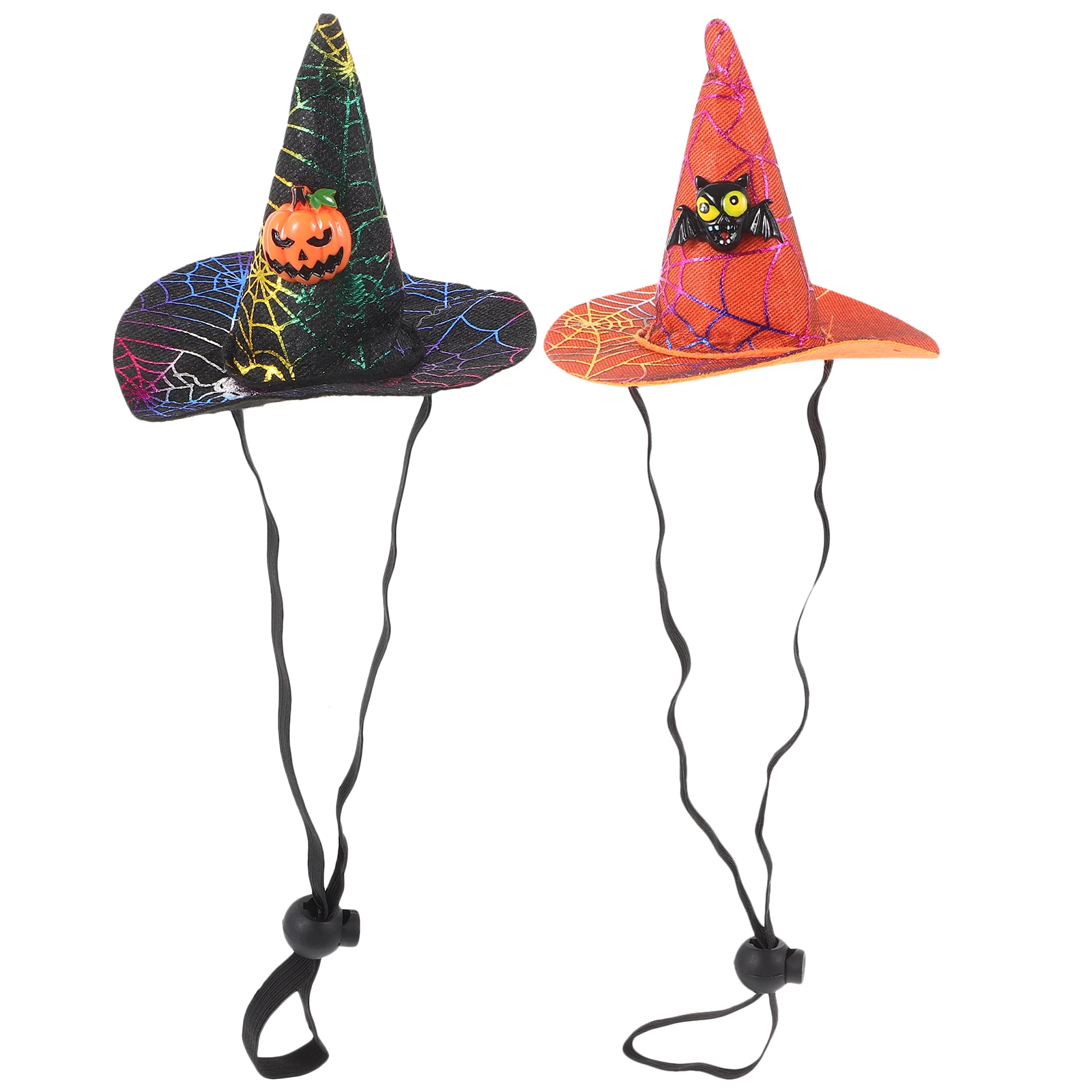 

2Pcs Pet Hats Halloween Costume Dogs Cats Black Pumpkin Adjustable Size Comfortable Safe Cloth Material Photography