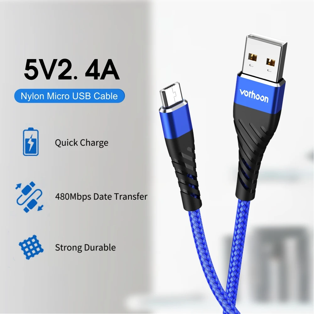 

Vothoon Micro USB Cable 3A Fast Charging Micro Data USB Cable for Samsung Xiaomi Huawei Android Mobile Phone Charger Cable Cord