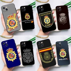 Spain National Police Logo Phone Case For iPhone 16 15 14 Pro Max 11 13 12 Mini X XR XS Max Plus Cover Capa