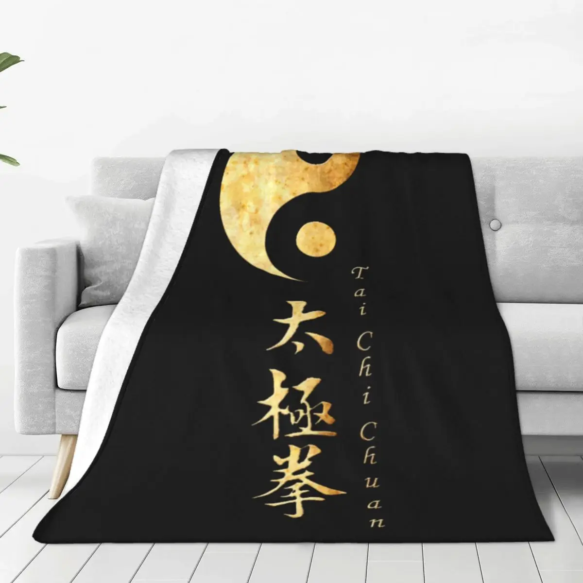 Multifunction Tai Chi Yin Yang Blanket Merch Bedding Decorative Chinese Kungfu Throw Blanket Super Soft Velvet for Couch