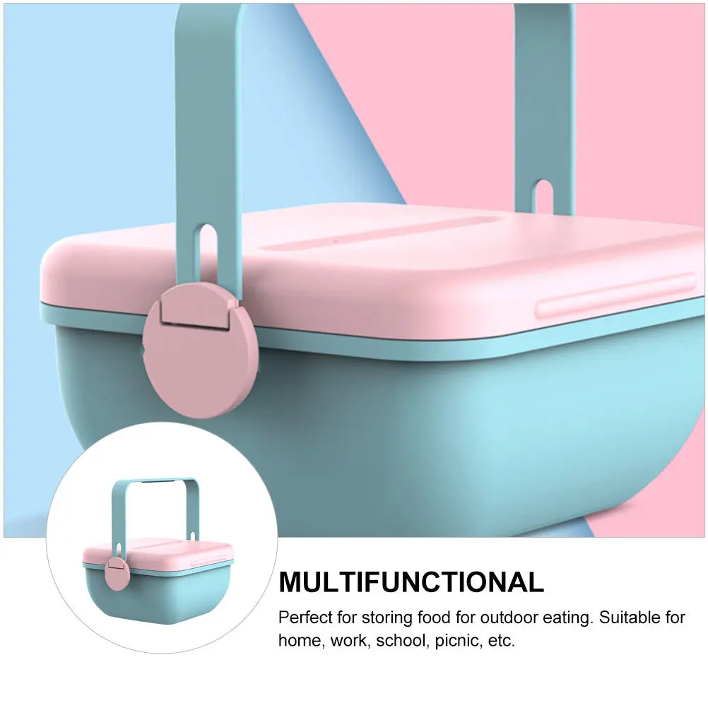 

1Pcs Creative Bento Box Blue Pink Eco Friendly Heat Preservation Lunch Container Portable Practical Outdoor
