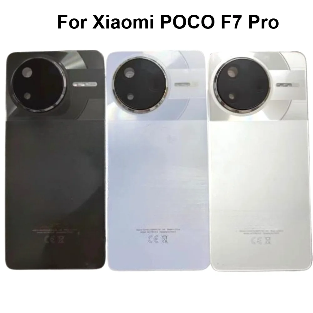 xiaomi-poco-f7-proのガラス製バッテリーバックカバーパネル、バックシェル交換および修理用アクセサリー（レンズ付き）に適しています。