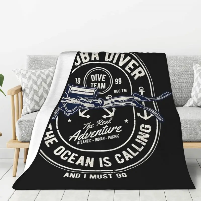 

Custom Dive Diver Scuba Diving Blanket Warm Fleece Soft Flannel Throw Blankets for Bedding Couch Office Spring