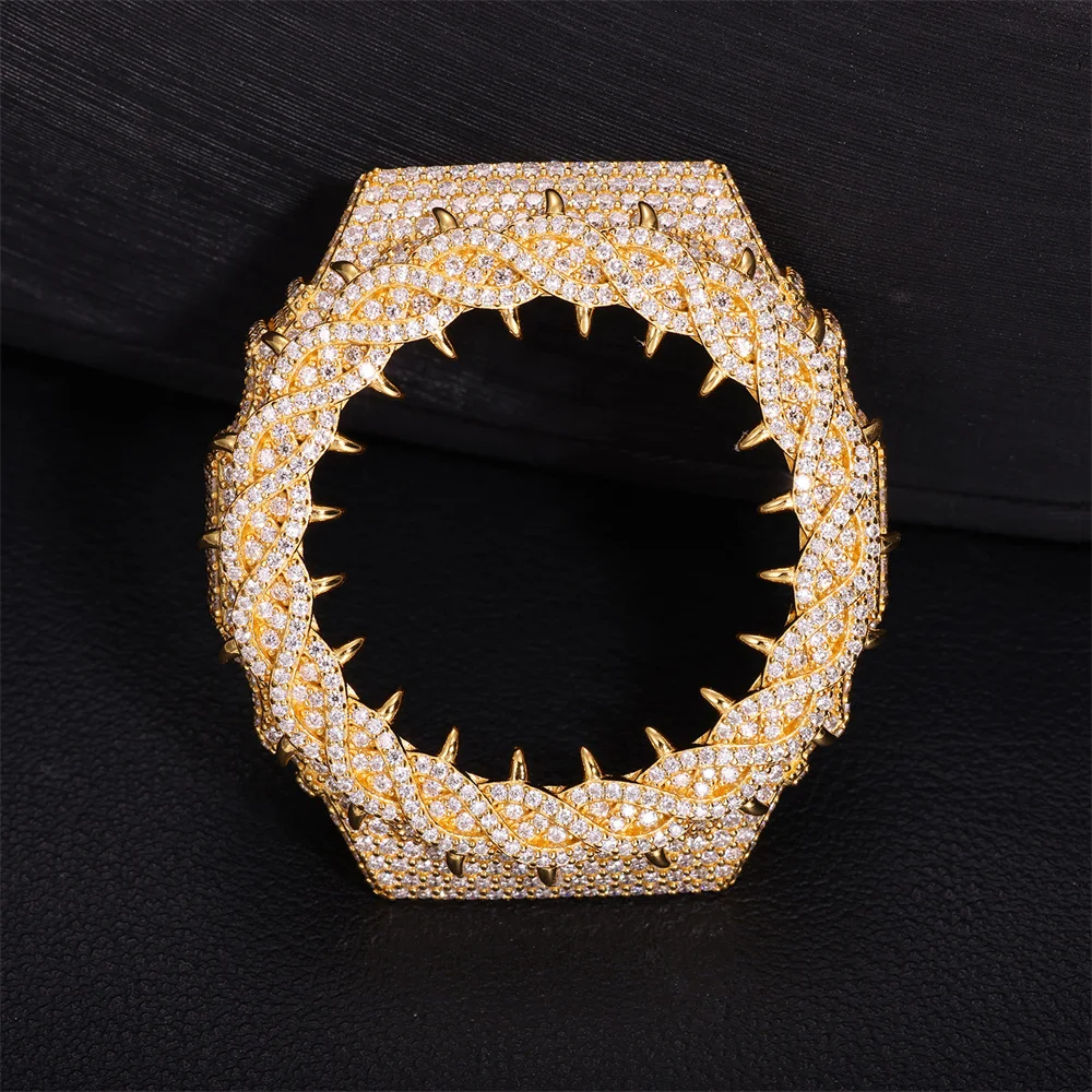 Anztilam VVS Moissanite Brass Watch Case For CAS** DW6900 Bling Can Pass Diamonds Tester With GRA Wrist Diamonds Case Free Ship