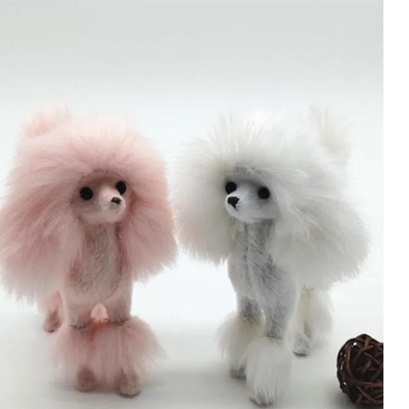 New Practical 4 Inch Pink Poodle Figure Simulation Dog Plush Toys Gift Crafts  Home Decoration Living Room Decoration 1PC