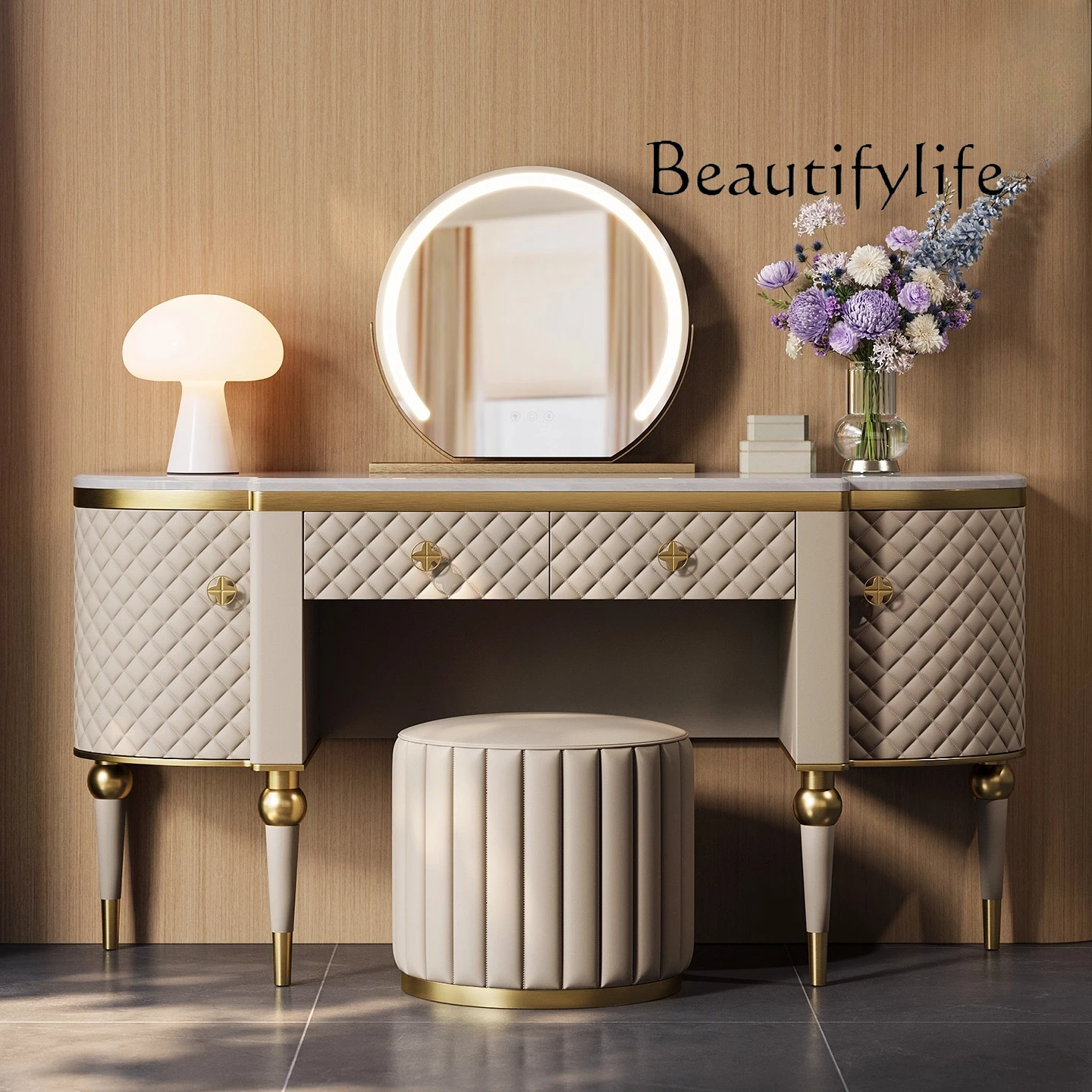 

Premium Italian light luxury dresser, post-modern high-end mansion custom marble bedroom makeup table