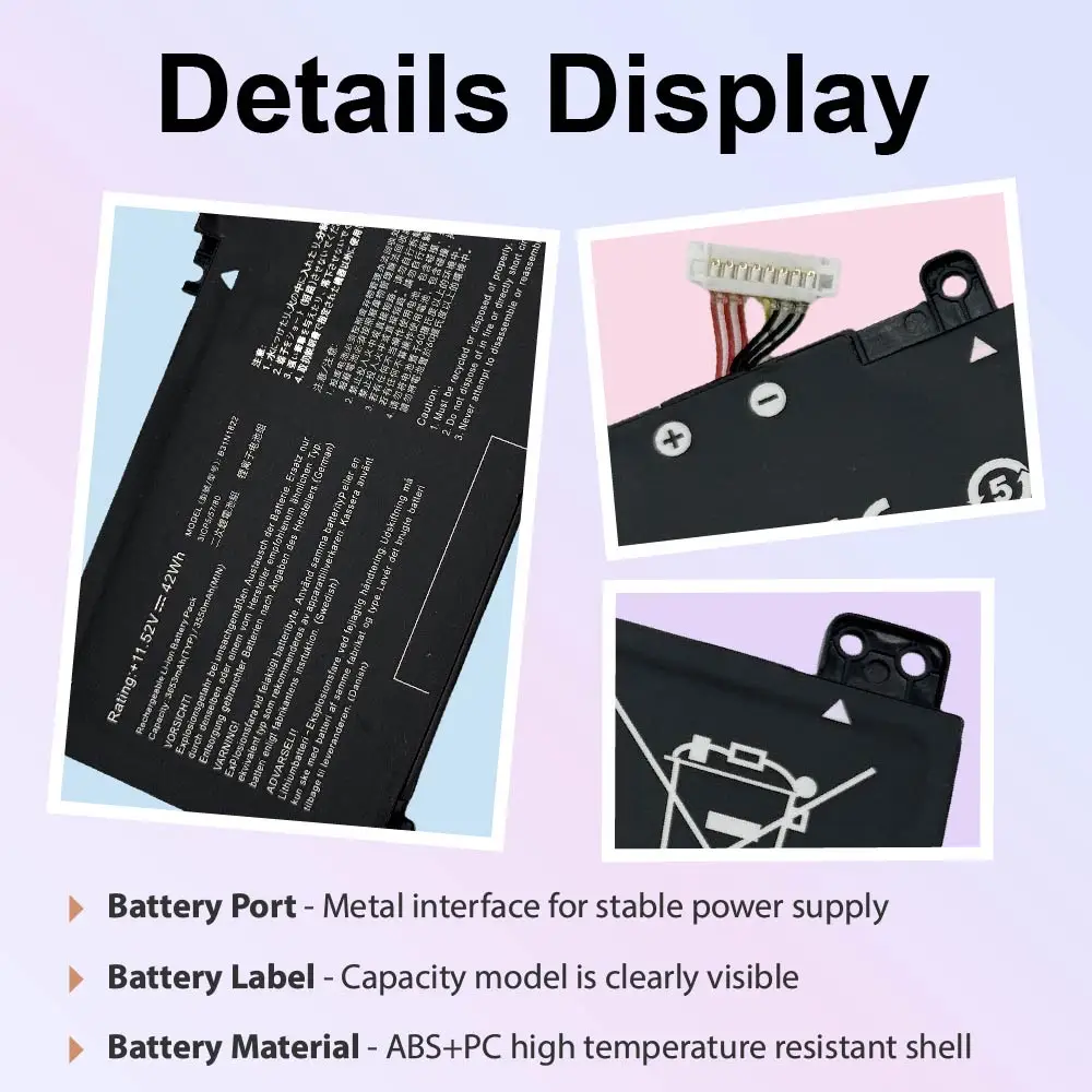 B31N1822 42Wh Battery for ASUS ZenBook Flip UM462DA, 11.52V High Performance, Replaces 0B200-03220100