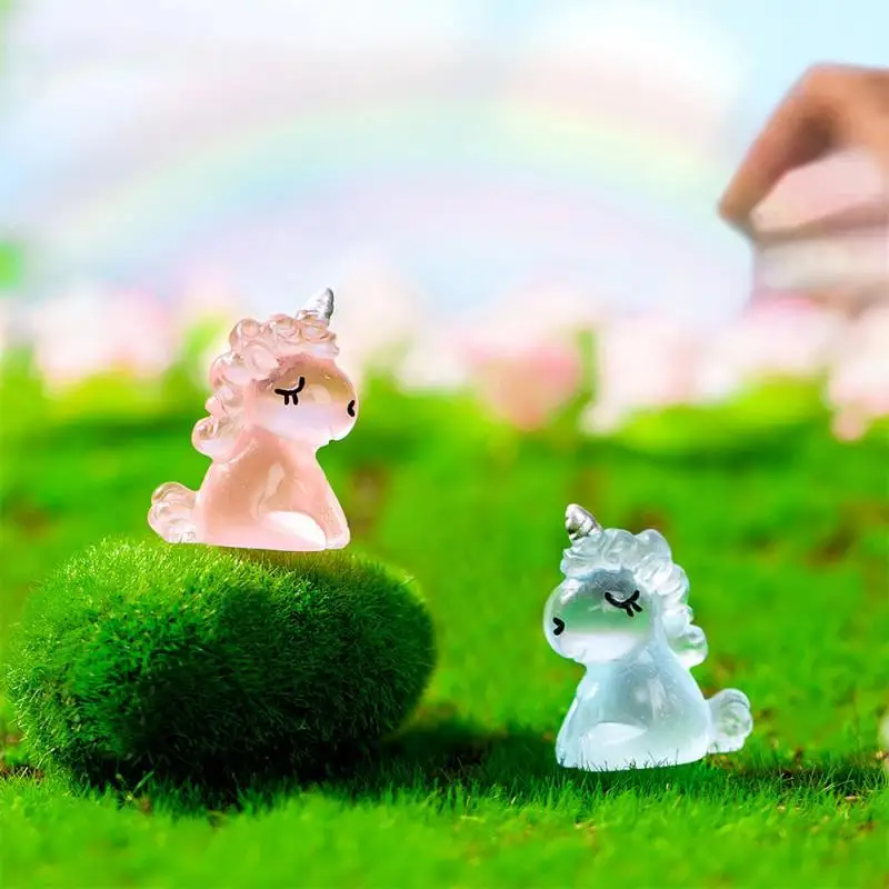 Luminous Mini Unicorns Miniature Figurines Fairy Garden Accessories Cute Home Decor Miniatures Desk Decoration