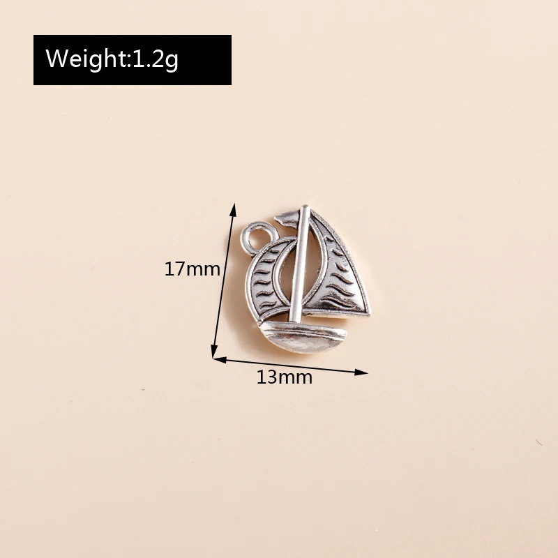 20 Stück 13x17mm Niedliche Segelboot-Anhänger aus Legierung für Schmuckherstellung, Ohrringe, Halsketten, Armband-Zubehör, DIY-Bastelzubehör – Detail 1