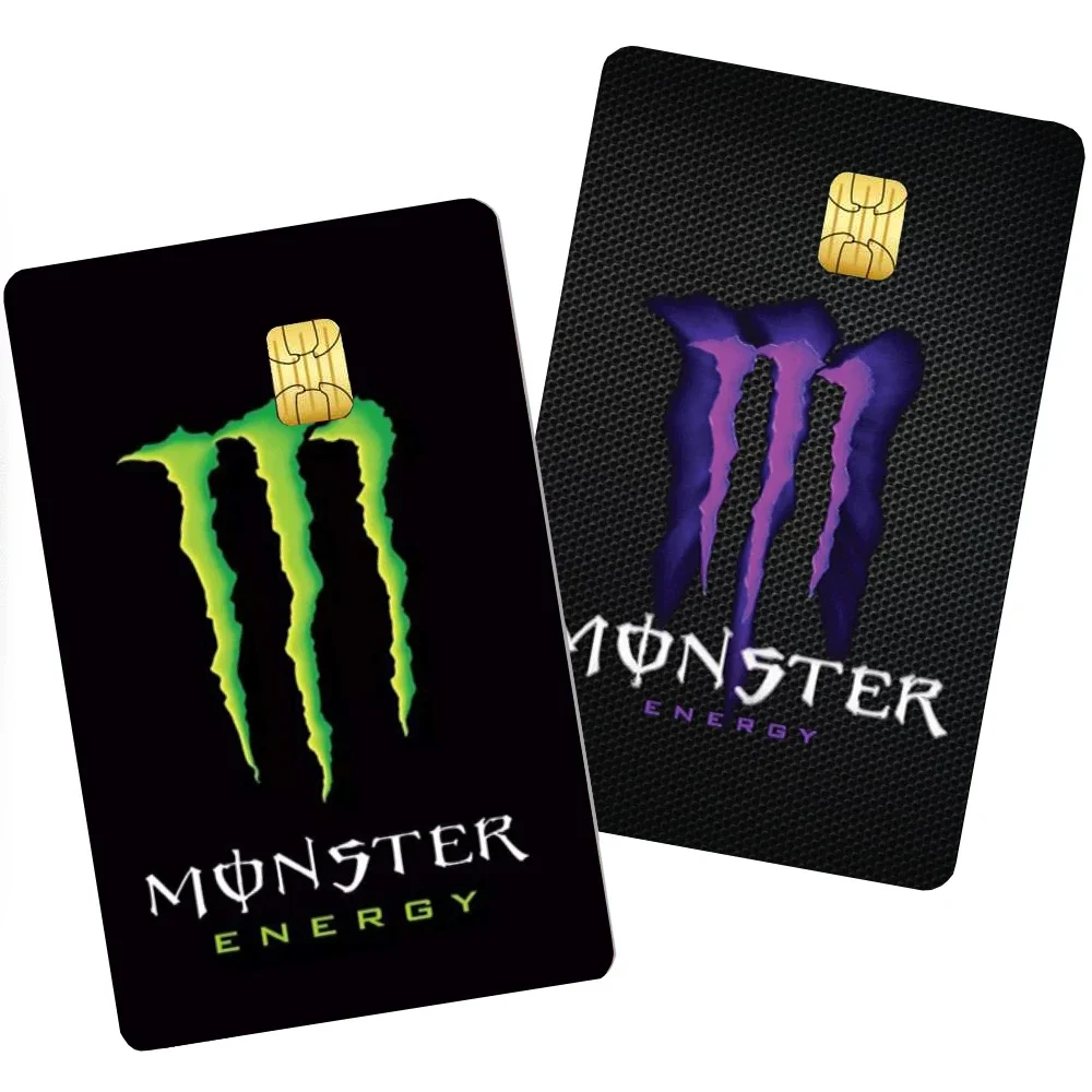 Credit Card Stickers Monster Energy 4-Pack PVC Credit Card Skin Stickers Removable Self-Adhesive Protective Film