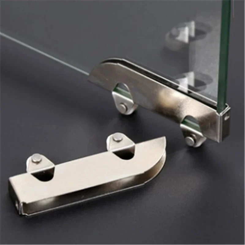 

New 4pc Frameless glass sliding door wheel Clamp Pulley shower cab Stainless steel Display Cabinet Mobile Counter Repair part