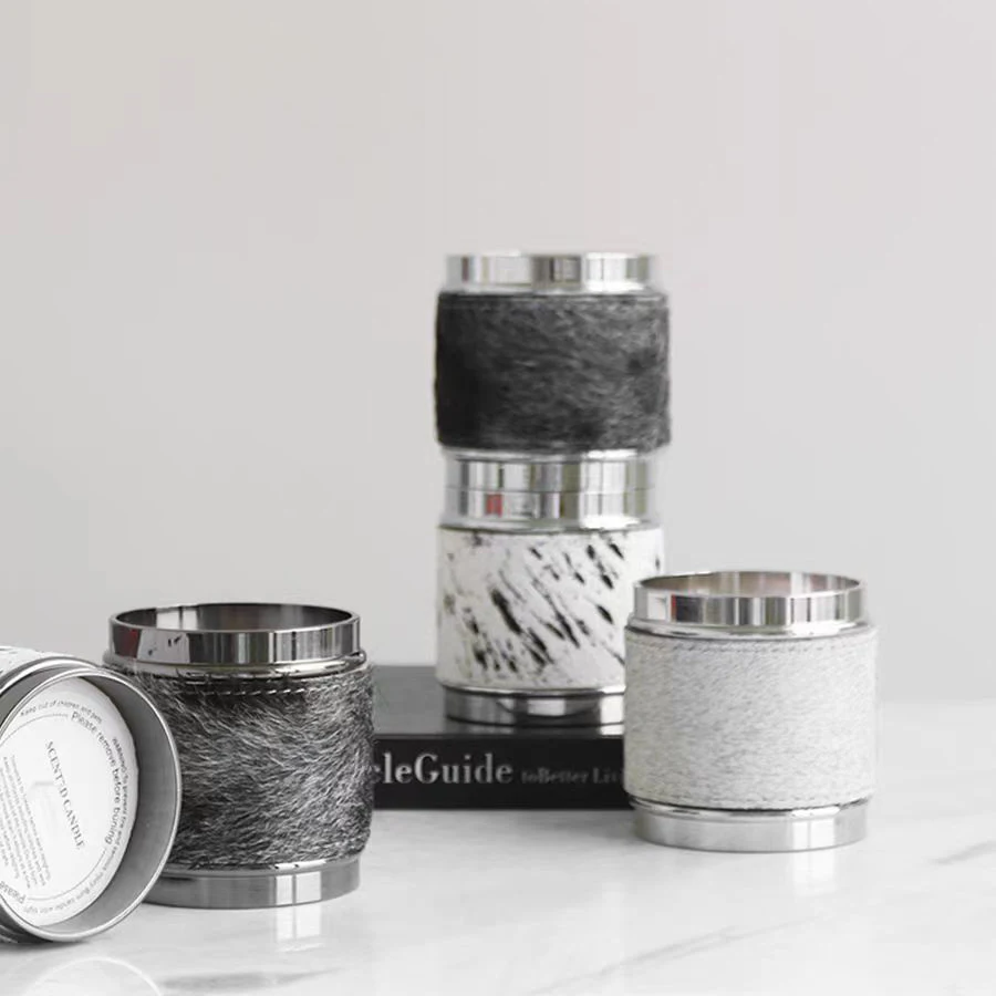 Modern Art Metal Horsehair Leather Flameless Aroma Diffuser Natural Soy Wax Home Decor Original Designs