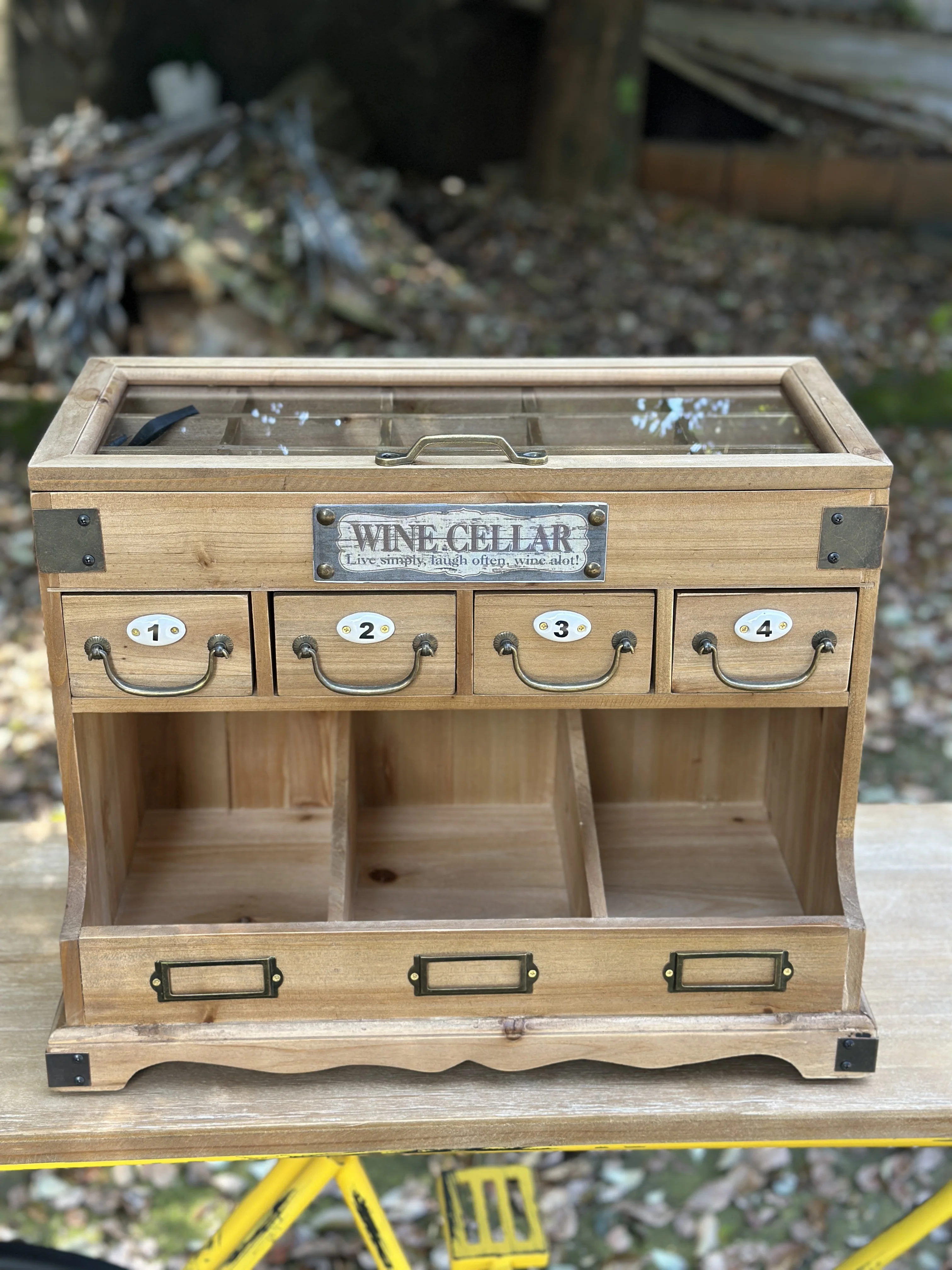Country style retro small furniture extra 15 grids solid wood glass treasure cabinet jewelry cabinet storage cabinet