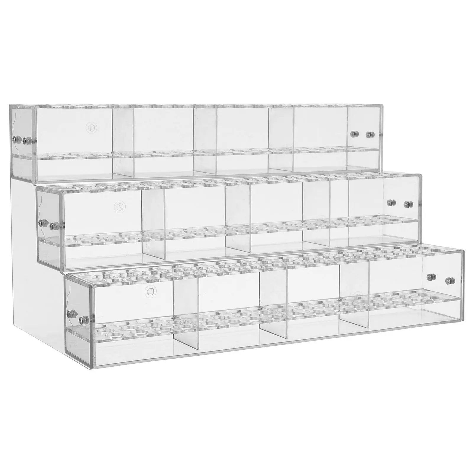 Clear Acrylic Tiered Pen Stand for Pens, Brushes, Markers & Makeup – Stable Desktop Organizer