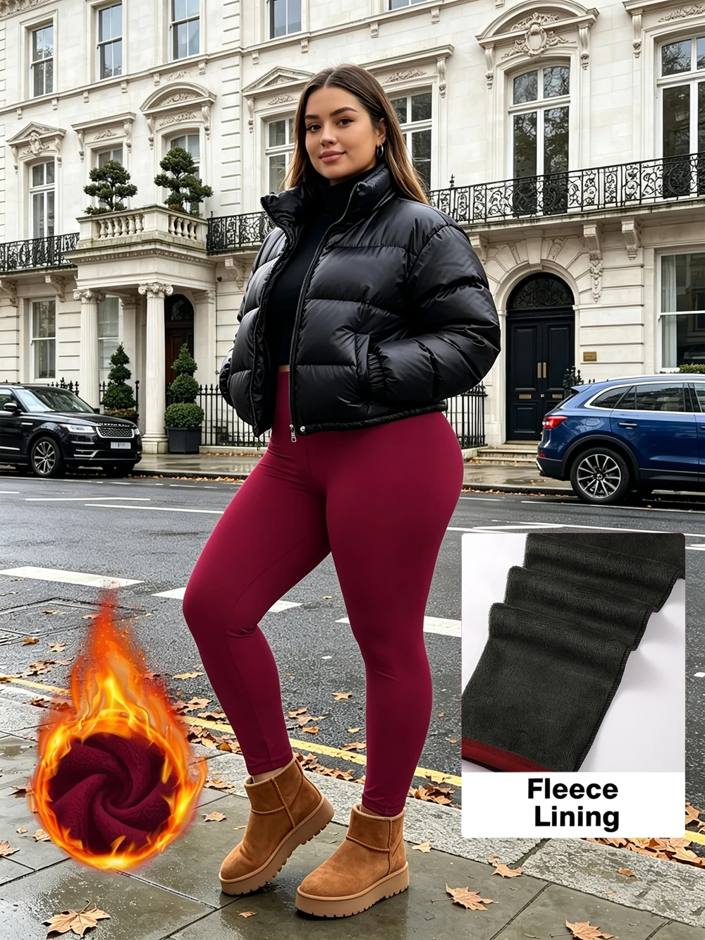 Winter Womens Thicken Leggings Fleece Warm Thermal Color Camouflage Pants Street Tight-Fitting Womans Solid Sexy Long Trousers