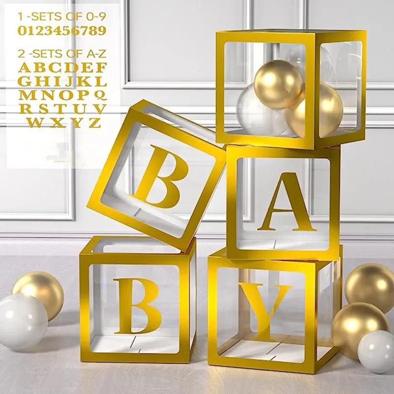 

30cm Transparent Letter Balloon Gold Custom Box A-Z Baby Shower Girl Birthday Party Decoration Kids Wedding Birthday Balloon DIY