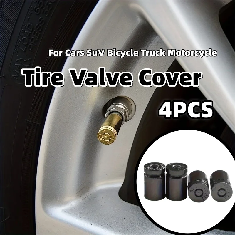 4Pcs Tire Valve Cover Retro Bullet Shaped Leak Proof Valve Cover Wheels Tires Parts For Cars SuV Bicycle Truck Motorcycle