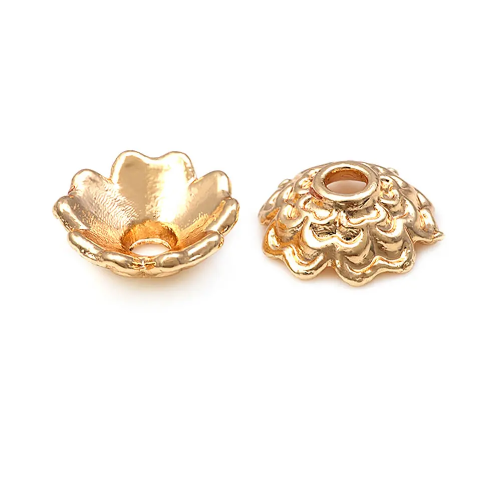 18K Goldfarbene Messing-Blumenperlenkappen Hochwertige DIY-Schmuckherstellungszubehör Halsketten- und Ohrring-Accessoires für Frauen – Detail 28