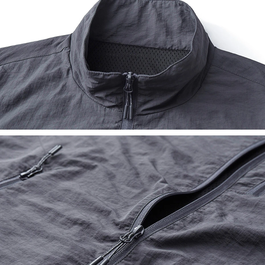 Summer Thin Jacket Men Breathable Jacket Fashion Casual Solid Color Jackets Coats Male Big Size 5XL