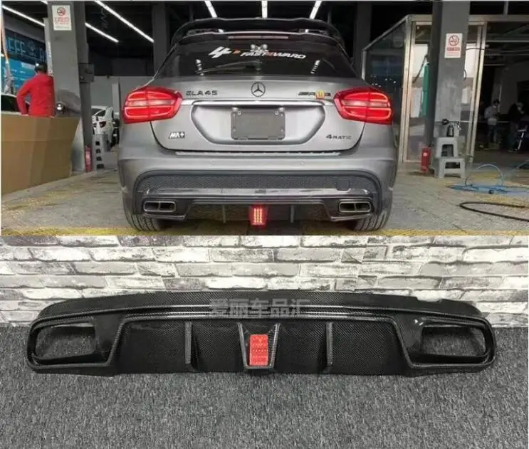 

Real Carbon Fiber Rear Bumper Trunk Diffuser Spoiler With LED Lamp For Mercedes-Benz X156 GLA200 260 GLA45 AMG 2013-2019