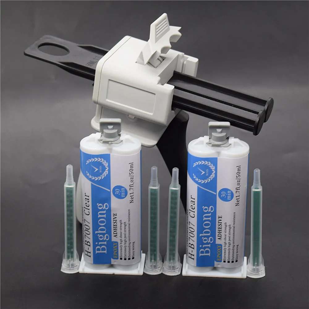 2 Stück Klares Epoxidharz 50ml Klebstoffe Epoxidharze 1:1 AB-Kleber & 4 Stück Statische Mischdüsen & 50ml Kartuschenpistolen 1:1 Klebstoffpistolen-Werkzeuge – Detail 3