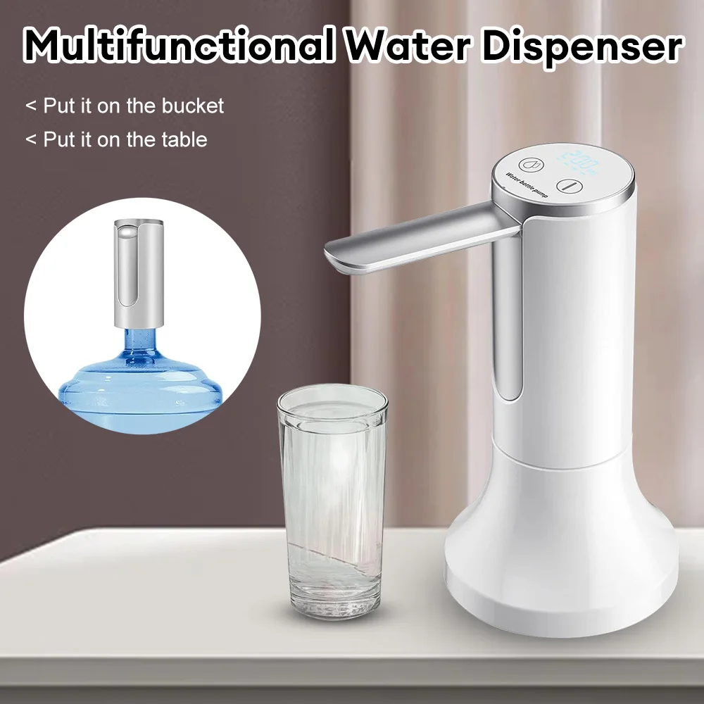 Electric Water Gallon Bottle Pump Automatic Water Dispenser Pump  USB Rechargeable Foldable Desktop Water Bottle Pump