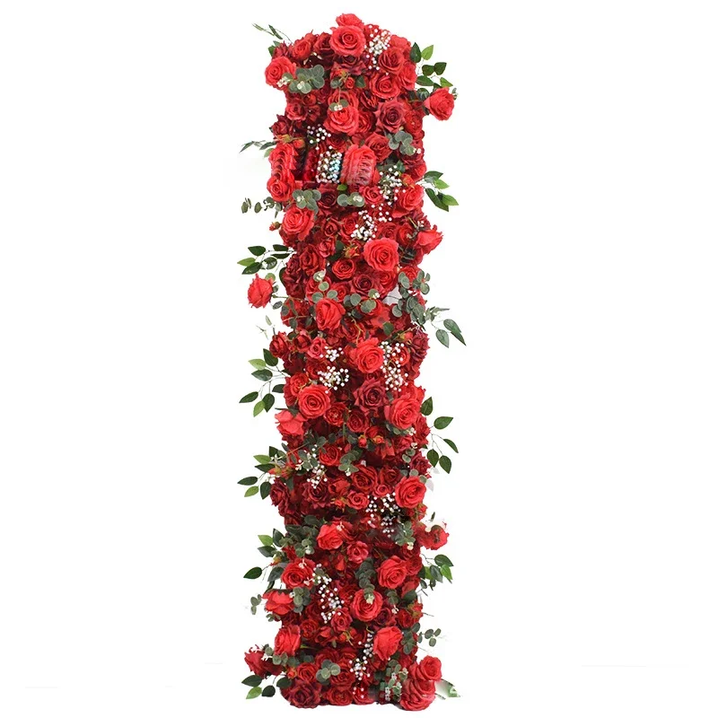 Kunstmatige Runner Bloem Rij Bruiloft Arrangement Decoratie Bloemen Achtergrond Rekwisieten Tafel Bloem Runner Evenement Feest Bloemen Decor - afbeelding 2