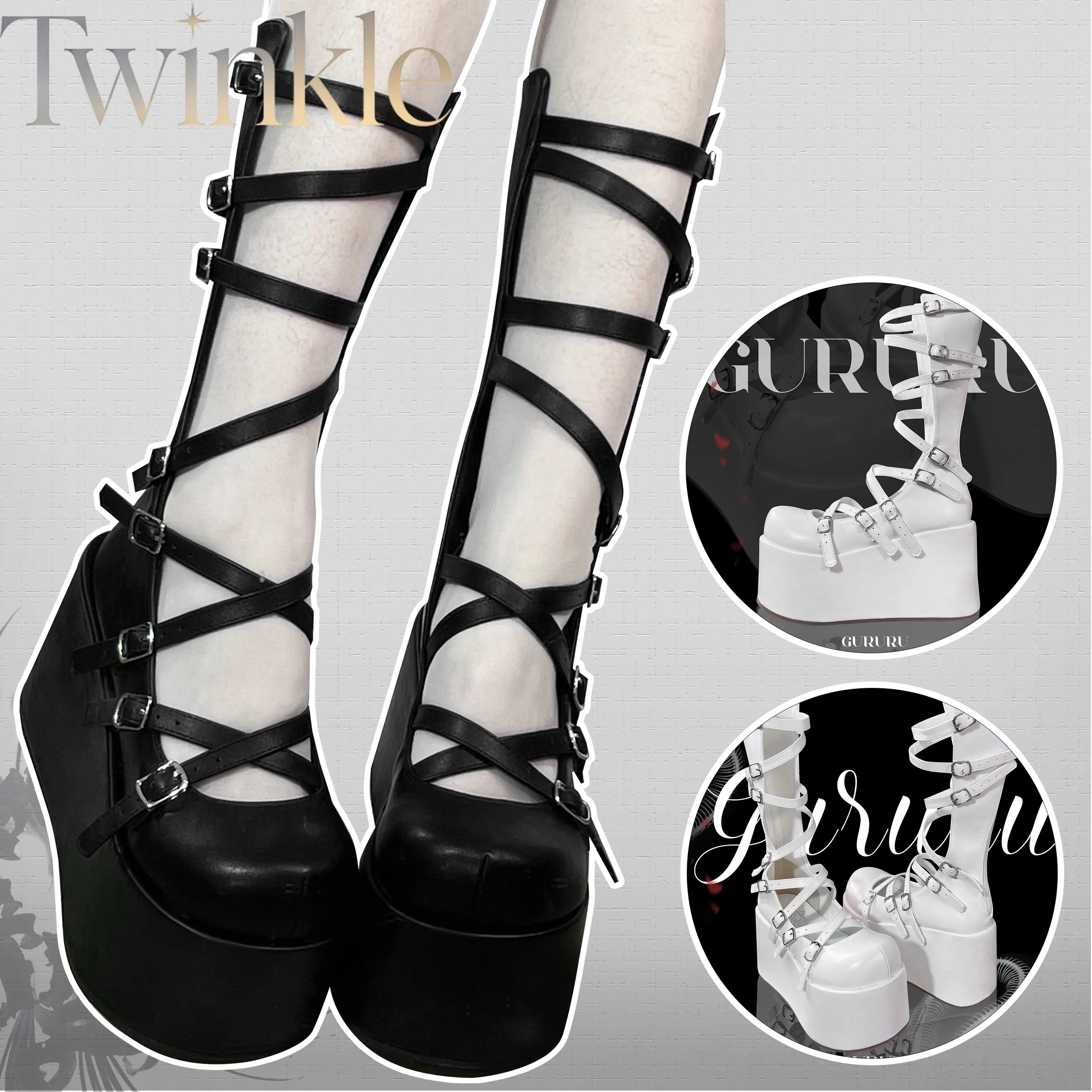 Gothic Platform Heels Women Y2K Punk Subculture Harajuku Lace Up Roman Strap Spicy Girl Fashion Shoes