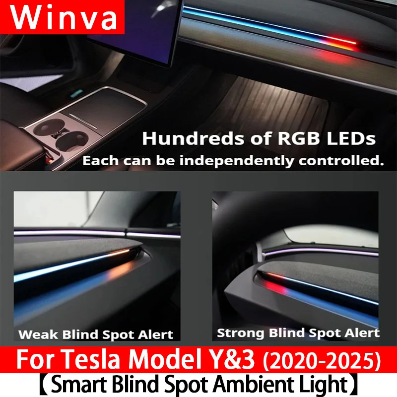 

For Model Y Juniper 2020-2025&Model Highland 3 2020-2025 Smart Air Vent Ambient Light System Blind Spot Monitoring BSD System