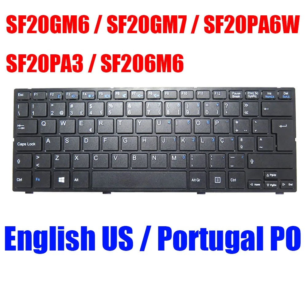 

PO США Клавиатура для ноутбука ECS SF20GM6 SF20GM7 SF20PA6W SF20PA3 SF206M6 Португалия Английский Черный с рамкой Новый