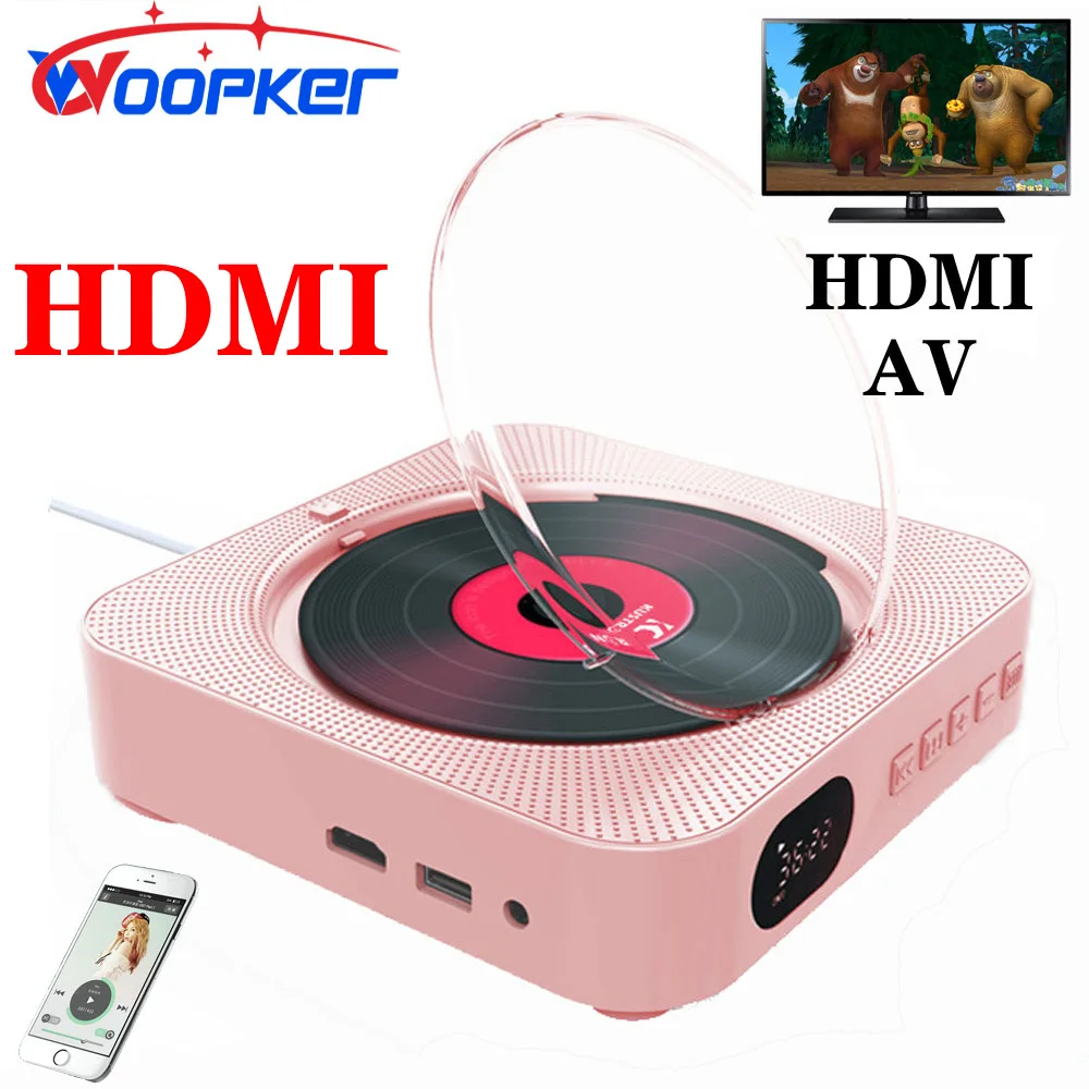 Lecteur DVD et CD HDMI avec haut-parleur intégré, Bluetooth 5.0, prise en charge de la connexion AV, budgétaire TV, musique