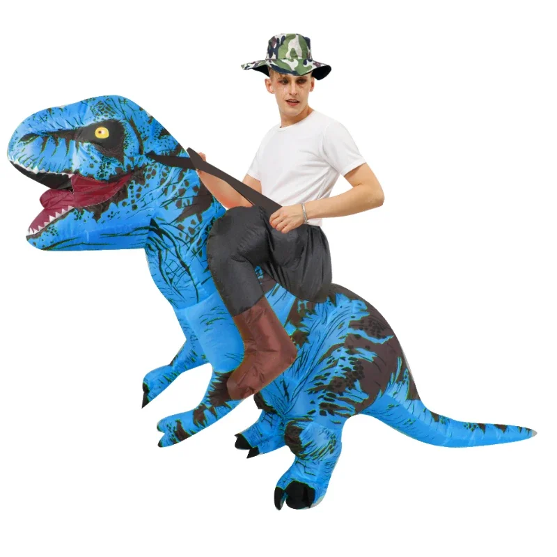 Disfraz inflable de dinosaurio de Mascota de lujo para adultos, traje de dinosaurio para montar en Dino, vestido de Cosplay de Halloween, traje de t-rex de Navidad