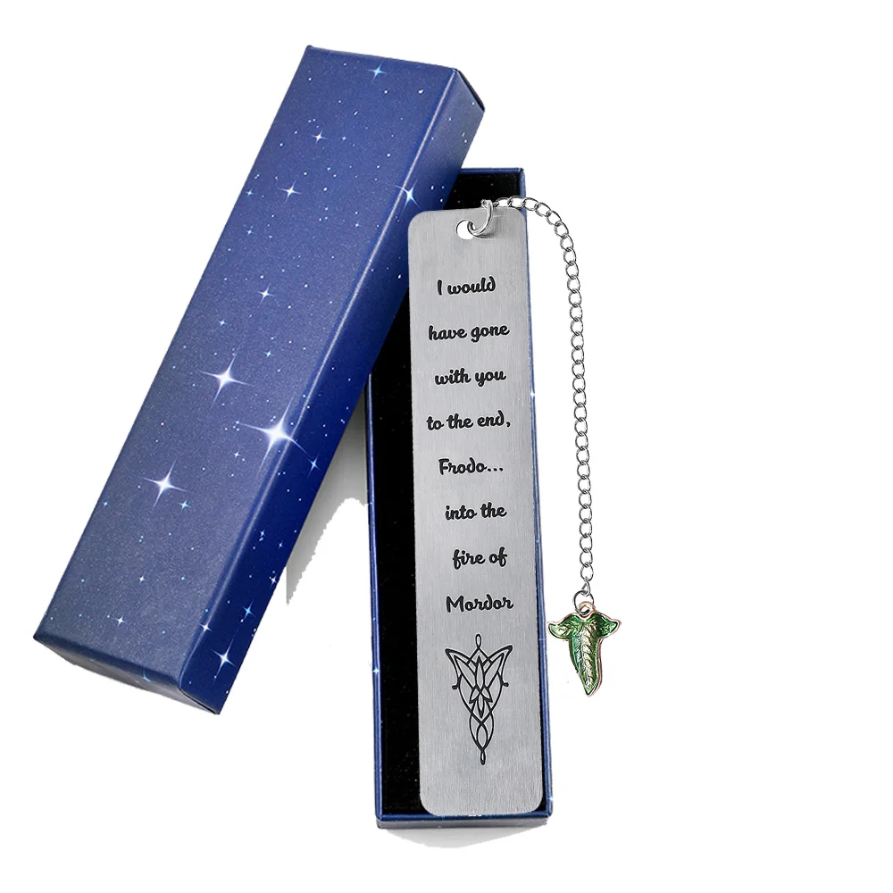 1pc marcadores de metal fantasia (caixa de presente) para amantes de livros, anéis de alto valor, folhas de elfo, fãs de livros góticos, presentes da academia escura