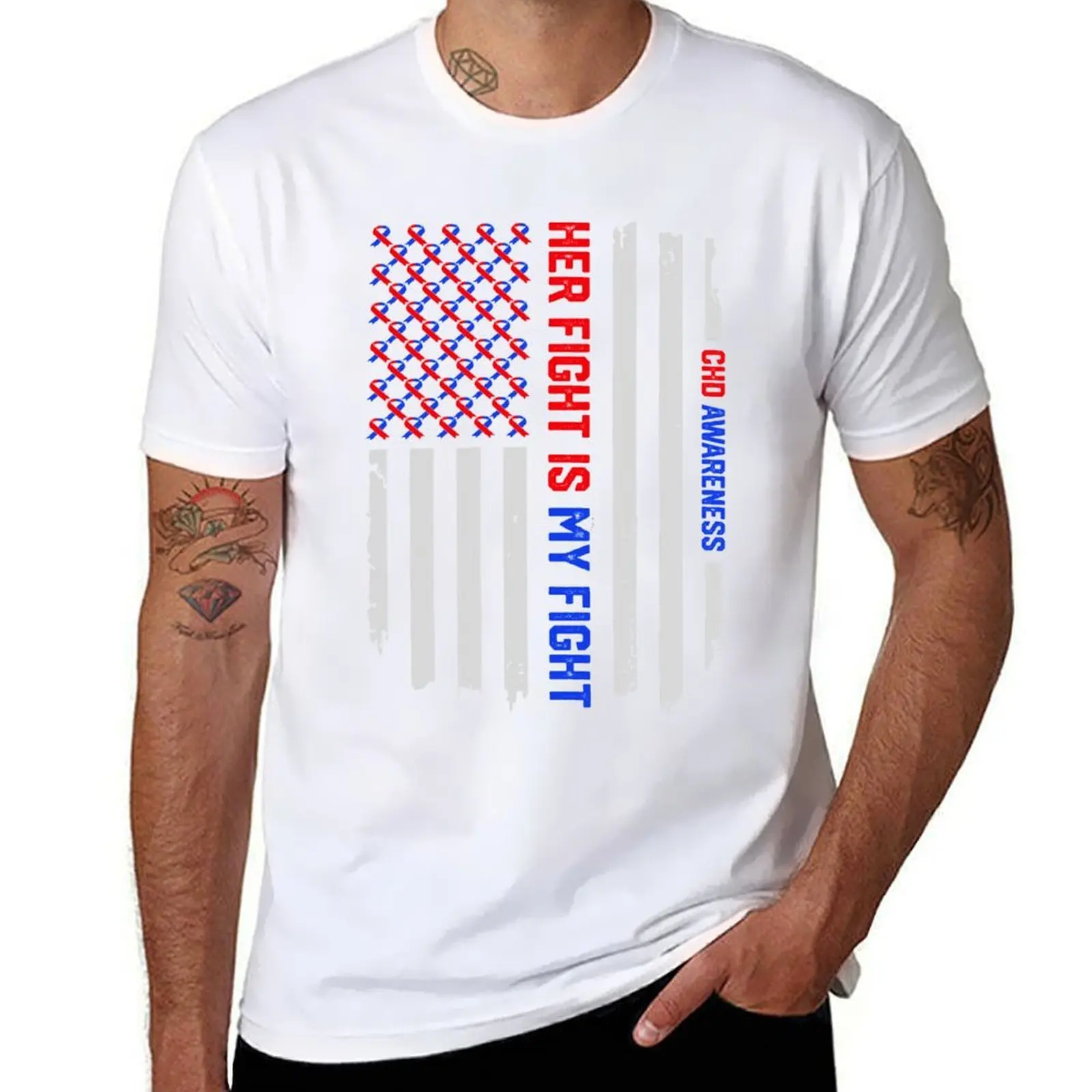 

Her Fight American Flag Congenital Heart Disease CHD Awareness T-Shirt man t shirt designer T-Shirt
