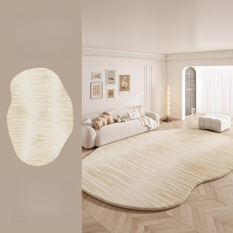 Crème stijl woonkamer decoratie pluche tapijt onregelmatige vormen tapijten voor slaapkamer pluizig zacht lounge vloermat dik nachtkastje tapijt