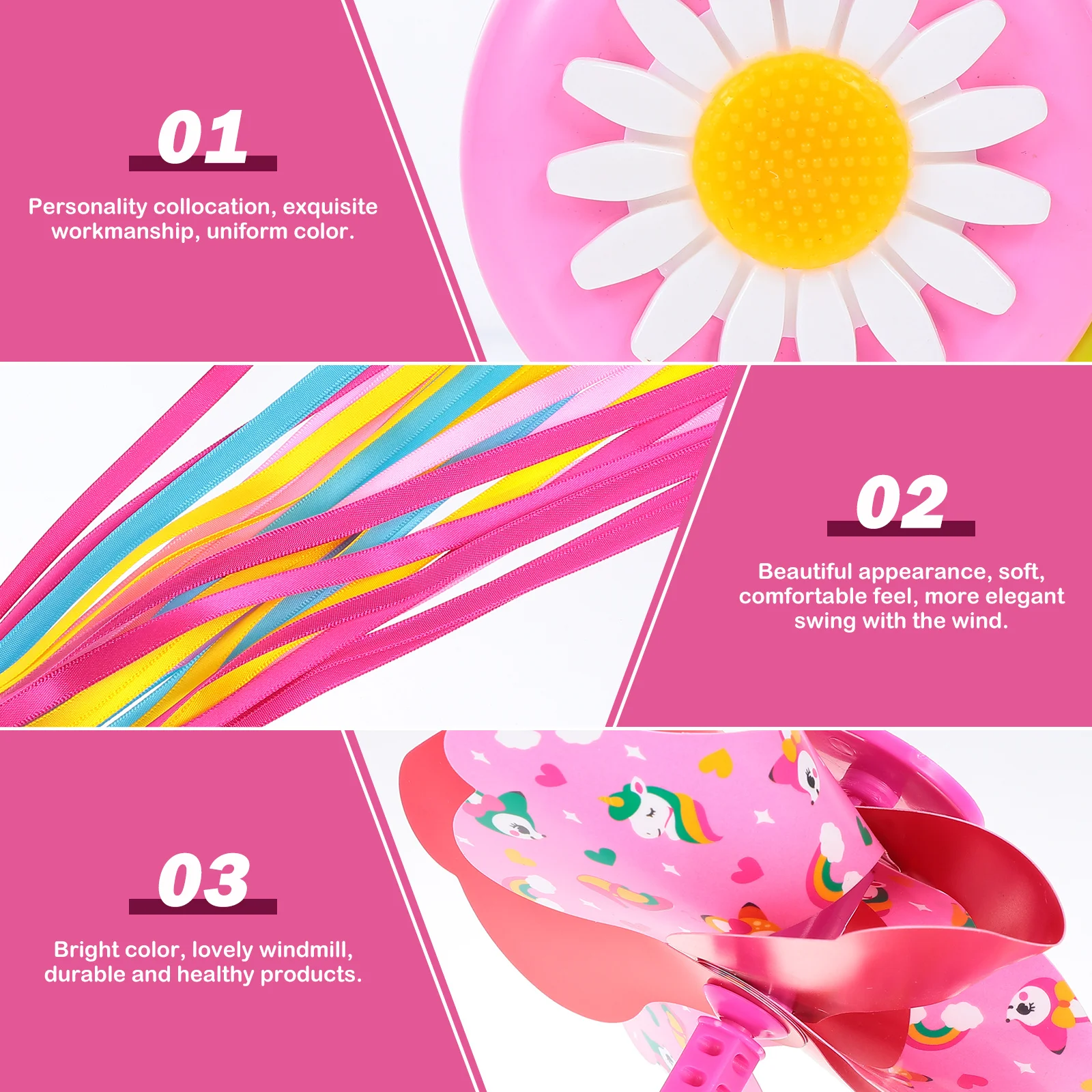 

1Set Handlebar Decor Kit for Kids Bike Includes Tassel Ribbons Windmill Bell Bright Fun Attachments for Bicycle Scooter Tricycle