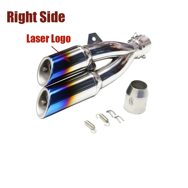 Universal Right and Left Motorcycle Double Hole Exhaust Pipe Moto Motorbike Muffler Escape For Ninja 250 R1 R3 R25 Benelli 502C