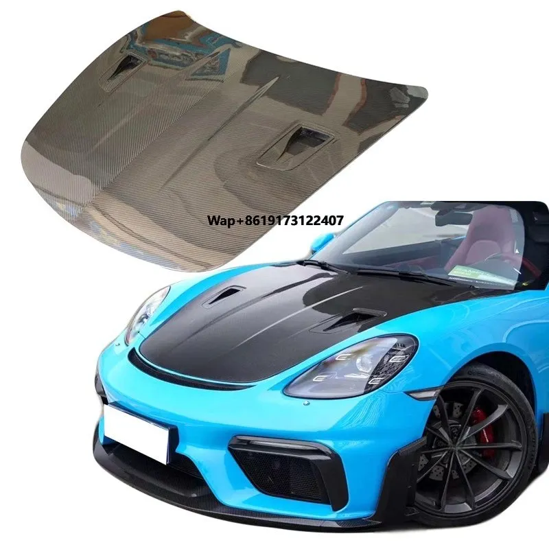 

For P 718 981 GT4 Style Dry Carbon Fiber Front Trunk Hood Bonnet Engine Cover for 718 982 Boxster Cyaman Body Kit