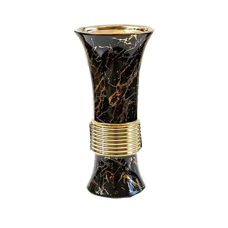 

European Creative Ceramic Vase Ceramic Marble Pattern Vase Ornaments Simulation Flower Living Room Home Decoration Accessories