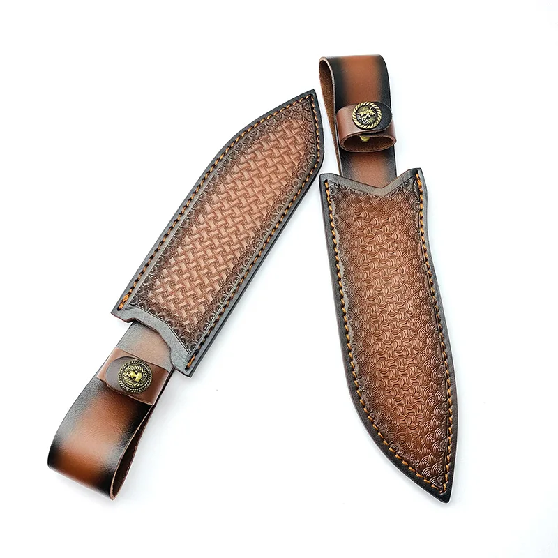 1 Piece Top Quality Genuine Cow Leather Cowhide Straight Knife Fixed Blade Sheath Scabbard Outdoor Hunt Holster With Buckle