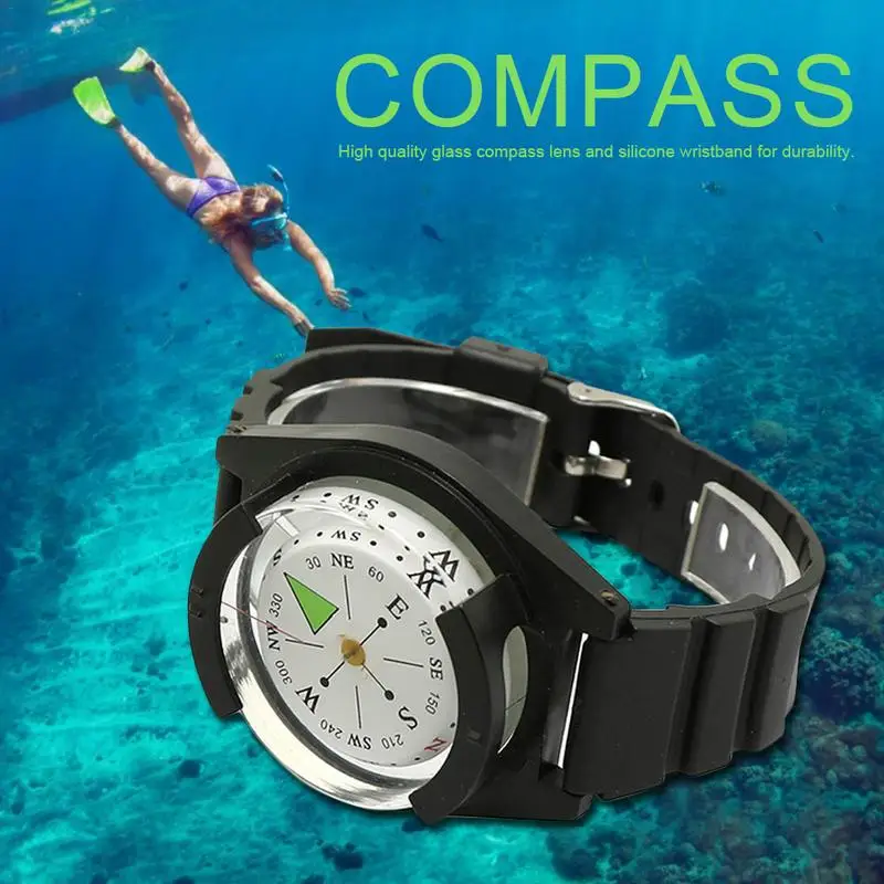 Waterproof Wrist Compass For Outdoor Hiking Camping Diving Survival High Precision Wrist Diving Compass 50 M/164FT Compass Dial