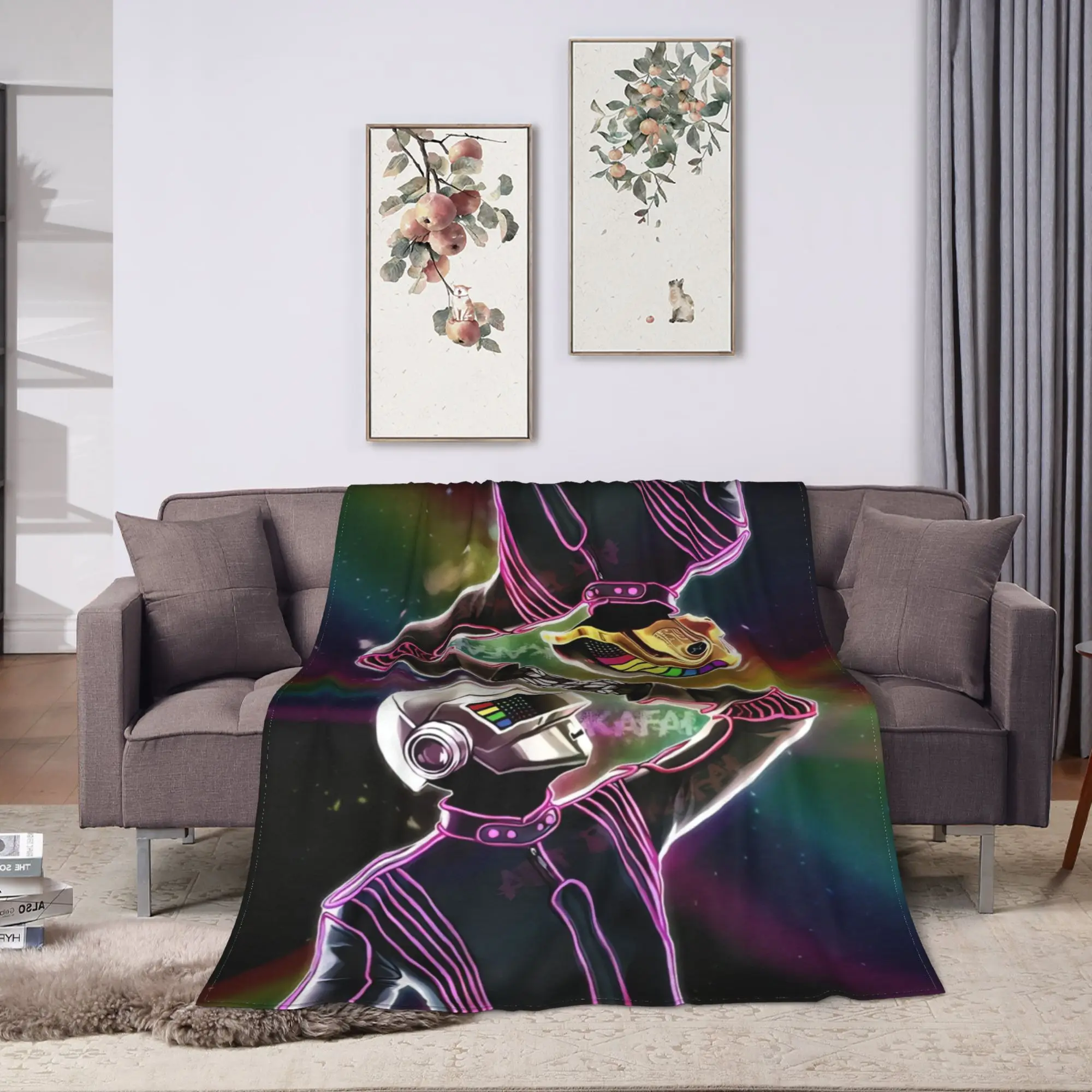 Daft Punk Electronic Music Throw Blanket Warm Soft Funny Blanket  For Living Room Camping Flannel Bedspread Bed Cover