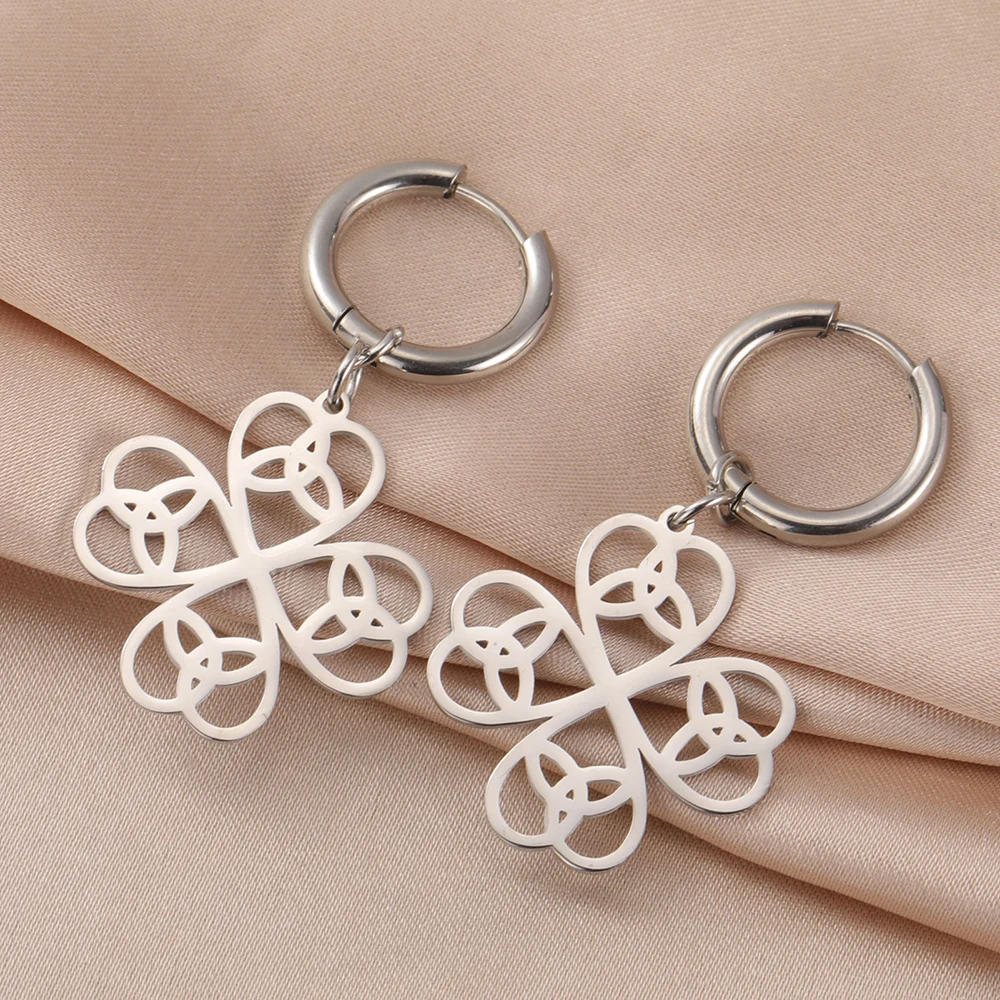 Dawapara Lucky Four Leaf Clover Women Earrings Irish Knot Shamrock Charm Stainless Steel Jewelry Valentine's Day Gift - view 6
