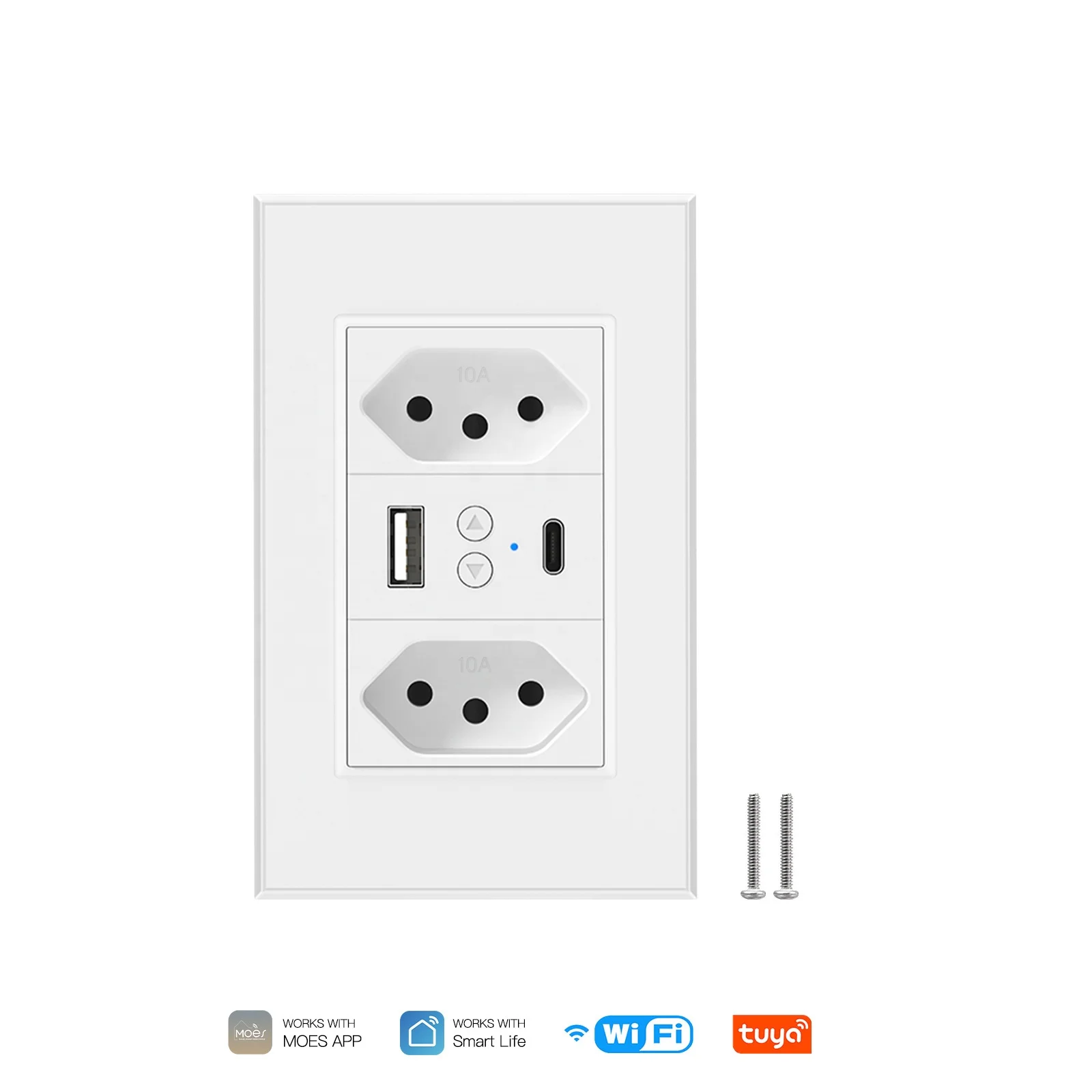 

Tuya Wi-Fi умный дом бразильская настенная розетка 4 розетки современный дизайн приложение дистанционное управление сейф с USB + Type-C пластиковый материал