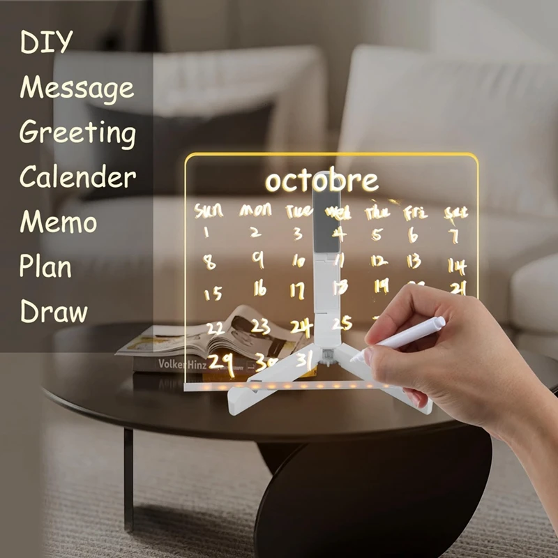 Acryl LED leuchtendes Zeichenbrett Spielzeug für Kinder Geschenk zum Kratzen verstellbar löschbares Buchstaben-Nachrichtenbrett