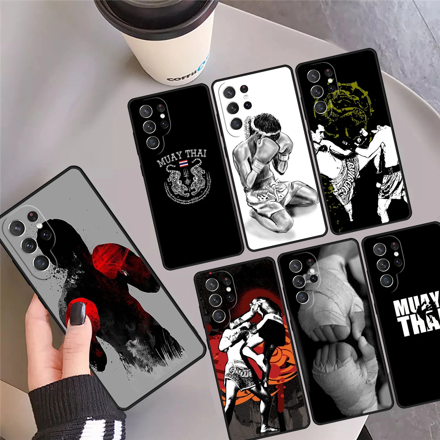 Kickboxing Fight Muay Thai Phone Case Cover For Samsung Galaxy S24 Ultra 23 S22 Plus S21 FE S20 S8 S9 S10 Note 10 Pro Note 20